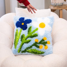 Load image into Gallery viewer, Baby Blue Wild Blooms| Latch Hook Cushion Kit | Craft Club