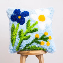 Load image into Gallery viewer, Baby Blue Wild Blooms| Latch Hook Cushion Kit | Craft Club