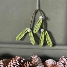 Load image into Gallery viewer, Finished beaded mistletoe hanging decoration.