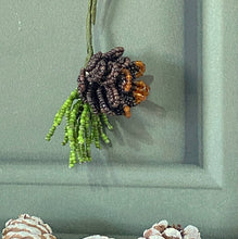 Load image into Gallery viewer, Beaded pinecone hanging decoration in brown seed beads.
