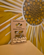 Load image into Gallery viewer, Cheeky Wooden Stitch Markers by Tom Dyson, pack of 8 on kraft card