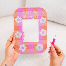 Load image into Gallery viewer, Cute As Always pink and orange gingham diamond painting frame from the Cottage Mix bundle.