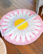 Load image into Gallery viewer, Finished daisy mirror rug styled in a bedroom.