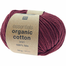 Load image into Gallery viewer, Essentials Organic Cotton Aran Yarn in Wine Red by Rico