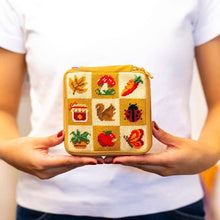 Load image into Gallery viewer, Finished Fall Harvest Charms needlepoint pouch by Craft Club.