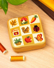 Load image into Gallery viewer, Finished Fall Harvest Charms needlepoint pouch by Craft Club.