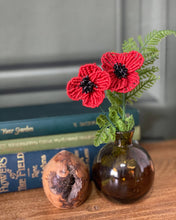 Load image into Gallery viewer, Finished red beaded poppies made with The Beaded Garden craft kit.