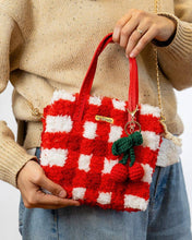 Load image into Gallery viewer, Finished red and white gingham woven tote bag by Craft Club.