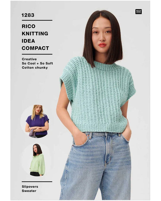 Rico knitting pattern leaflet for a slipover sweater in So Cool + So Soft.
