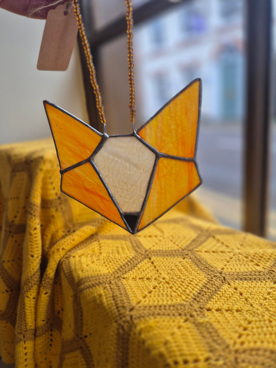 Small fox stained glass suncatcher by Gobblin Glass
