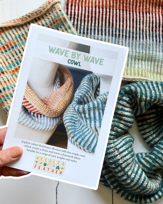 Wave by Wave colourwork cowl knitting pattern booklet by Needle and Feather.