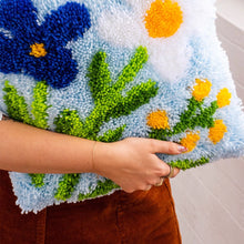 Load image into Gallery viewer, Baby Blue Wild Blooms| Latch Hook Cushion Kit | Craft Club
