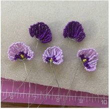 Load image into Gallery viewer, Handmade purple and lilac beaded pansy petals made with the Pansy Beaded Flower Craft Kit
