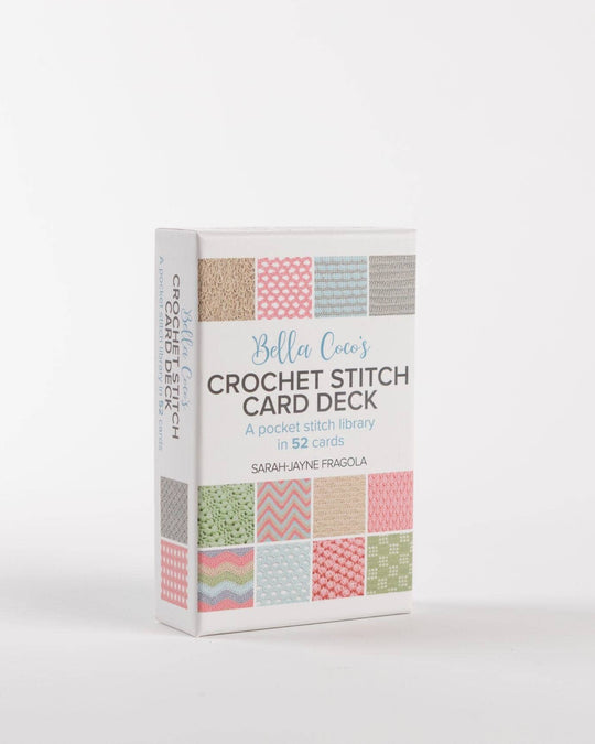 Bella Coco's Crochet Stitch Card Deck with 50 crochet stitch cards.