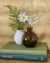 Load image into Gallery viewer, Daisy beaded flower craft kit with two white beaded daisies in a glass vase beside ferns
