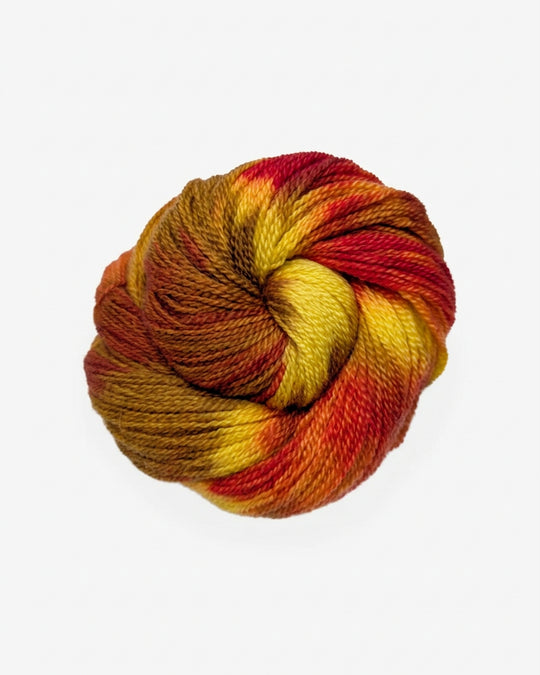 Hand Dyed Bluefaced Leicester 4ply Yarn in Forest Flame by Bluebell Yarns