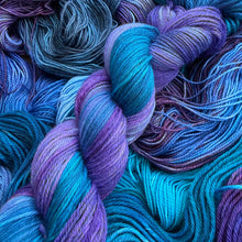 Load image into Gallery viewer, Hand Dyed Superwash Merino DK Yarn in Dragon Breaths by Solicious Yarns
