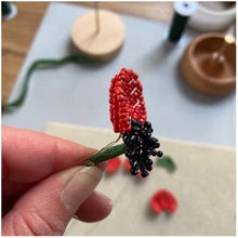 Load image into Gallery viewer, Poppy beaded flower craft kit by The Beaded Garden.
