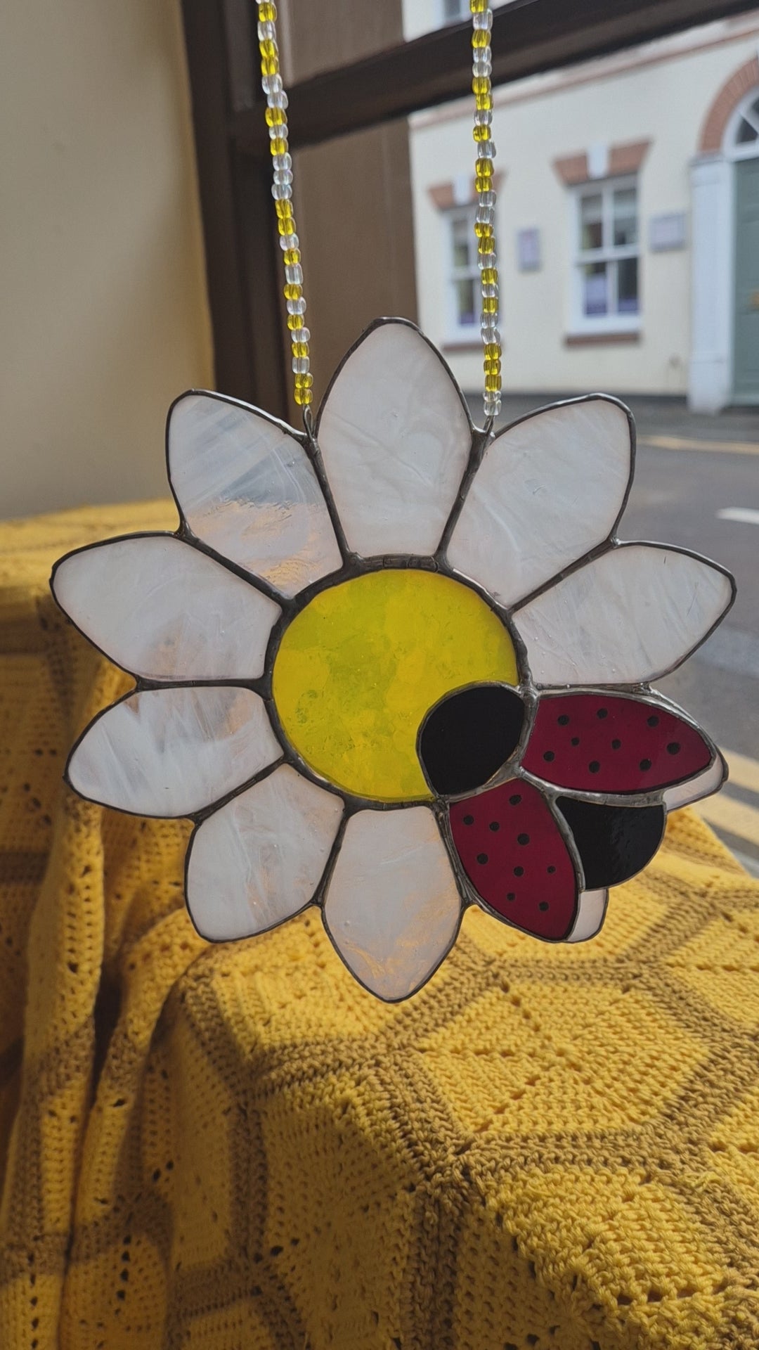 Daisy lady stained glass suncatcher by Gobblin Glass