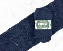 Load image into Gallery viewer, Proper 4ply Shetland and Bluefaced Leicester Yarn in Barmpot Purple on knitted scarf by World of Wool
