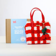 Load image into Gallery viewer, Finished red and white gingham woven tote bag by Craft Club.

