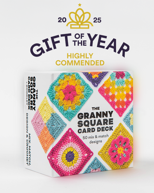 The Granny Square Card Deck by Claire Montgomerie with crochet granny square cards.