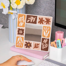 Load image into Gallery viewer, Tuscan Tiles diamond painting mirror frame displayed on a desk with flowers and stationery
